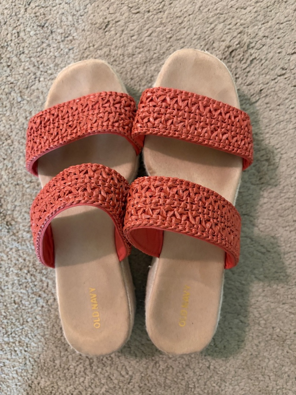 Old Navy Coral Woven Double-Band Slide Sandals